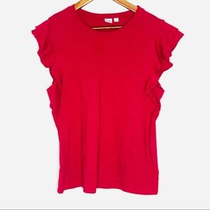 GAP Solid Ruffle Trim Short Sleeve Tee Women’s Size L Large